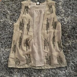 Coldwater Creek Tan Cream Sleeveless Embellished Top